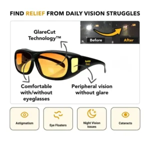 NEGUSY-Fit Over Night Driving Glasses with GlareCut Technology